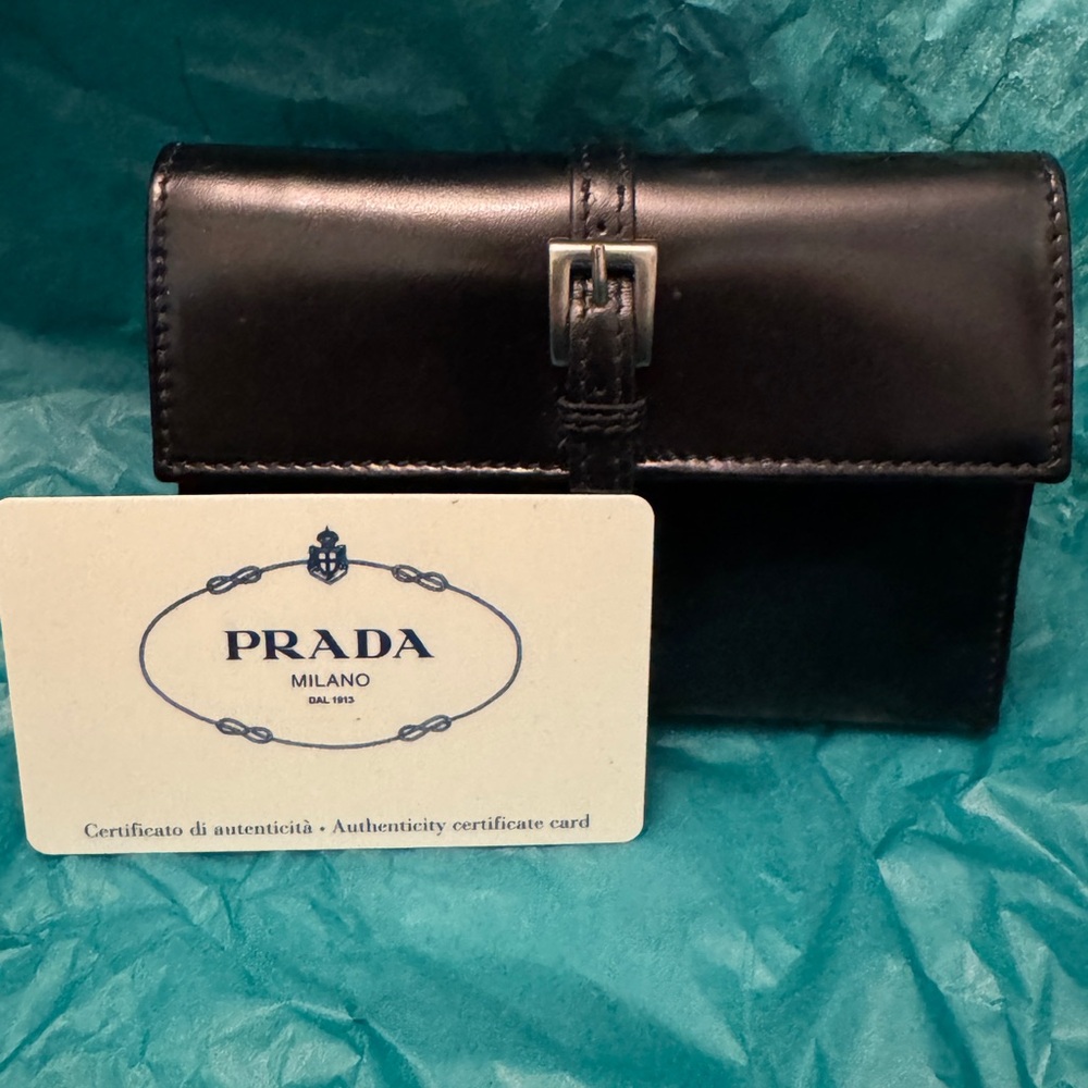 Rare Vintage Prada Black Leather Wallet, NWOB, 2002